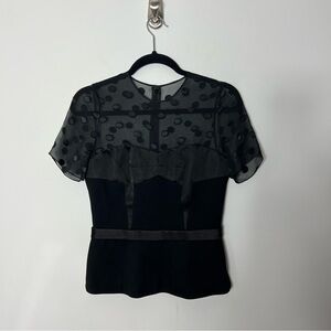 Jason Wu Black Sheer Polka Dot Top